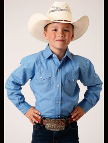 Boys Western Cowboy  Snap Shirt ~HERITAGE BLUE