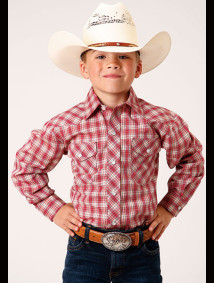 Boys Western Cowboy  Snap Shirt ~ RED & MULTI COLORED SMALL SCALE,