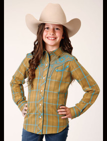 Girl's Western Cowgirl Shirt ~BUTTERSCOTCH/TURQUOISE PLAID