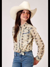 Roper Girls Western Shirt ~ FLORAL STRIPE