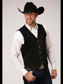 Roper Suede Cowboy Vest ~ Black Silky Cow Suede Vest