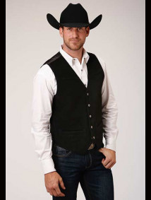 Roper Suede Cowboy Vest ~ Black Classic Cow Suede Vest