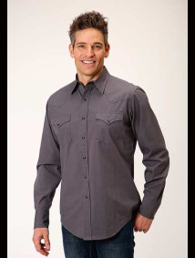 Roper Long Sleeve Plaid Shirt ~ CHARCOAL
