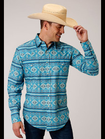 Roper Long Sleeve  Shirt ~ BLUE HORIZON AZTEC