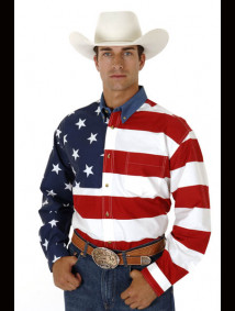 Roper Big & Tall Long Sleeve Western Shirt ~ AMERICAN FLAG