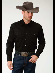 Roper Big & Tall Long Sleeve Western Shirt ~ SOLID Black
