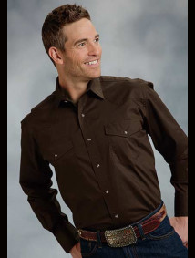 Roper Big & Tall Long Sleeve Western Shirt ~ Brown