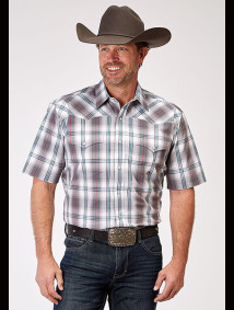 Roper Big & Tall short Sleeve Western Shirt ~ GRAY CLOUD PLAID