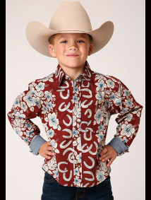 Boys Western Cowboy  Snap Shirt ~ HAWAIIAN HORSESHOES