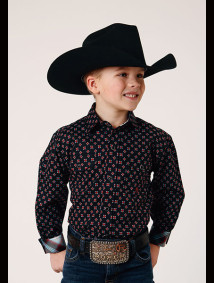 Boy's Long Sleeve Western  Shirt ~ COTTAGE FOULARD