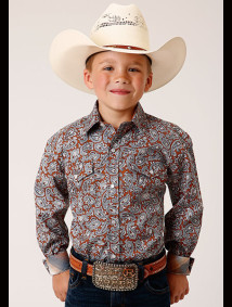 Boys Western Cowboy  Snap Shirt ~ COPPER SPRING PAISLEY