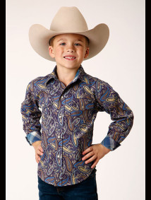 Boys Western Cowboy  Snap Shirt ~ROYAL PAISLEY