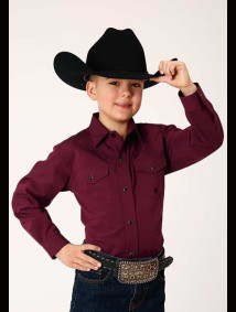 Boys Western Cowboy  Snap Shirt ~ WINE