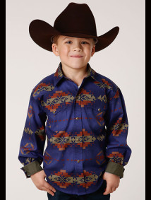 Boys Western Cowboy  Snap Shirt ~ NIGHT AZTEC