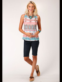 Womens Pastel Colored Aztec Tank Top