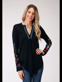 Womens Western Jersey Top ~ Pretty Floral