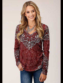 Womens Western Top ~ SWEATER KNIT V-NECK