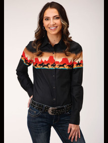 Womens Western Blouse ~ RED MESA