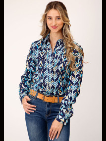 Womens Western Embroidered Cowgirl Shirt ~MODERN AZTEC