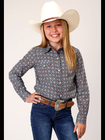 Girl's Western Cowgirl Shirt ~SILVER FOULARD