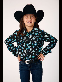 Girl's Western Cowgirl Shirt ~ JEWEL PRINT RAYON WESTERN BLOUSE