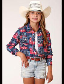Girl's Western Cowgirl Shirt ~BANDANA PRT