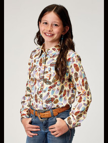 Roper Girls Western Shirt ~ FEATHER TOSS PRINTED RAYON
