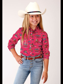 Girl's Western Cowgirl Shirt ~RED WESTERN