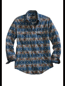 Tin Haul Long Sleeve Vintage Shirt ~  BLUE AZTEC SERAPE
