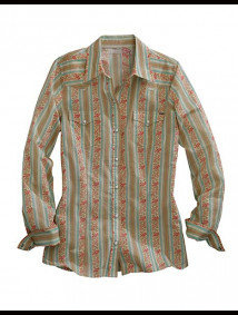Tin Haul Vintage Womens Western Shirt ~ WALLPAPER STRIPE