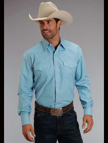 Stetson Western Shirt ~ Turquoise Stripe