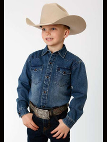Stetson Denim Boys Western Cowboy Snap Shirt ~ DENIM