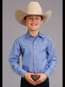 Stetson Old West Boys Western Cowboy Snap Shirt ~ BLUE