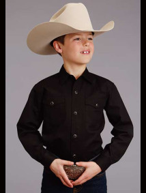 Stetson Old West Boys Western Cowboy Snap Shirt ~ BLACK