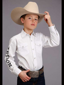 Stetson Logo Western Cowboy Snap Shirt ~ White
