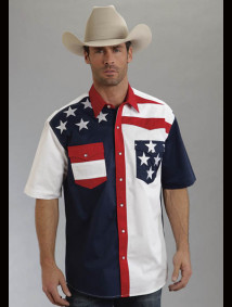 Mens Short Sleeve Western Shirt - Patriot IV
