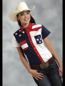 Womens Short Sleeve Western Shirt - Patriot IV
