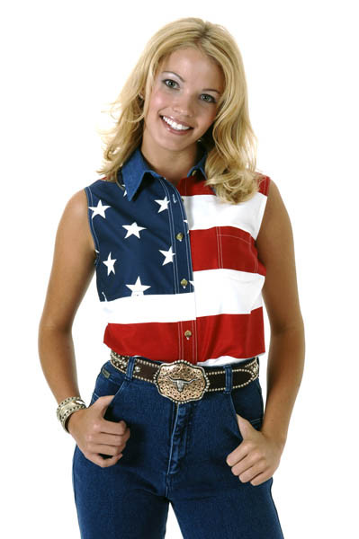 Womens Sleeveless Western Shirt - Patriot