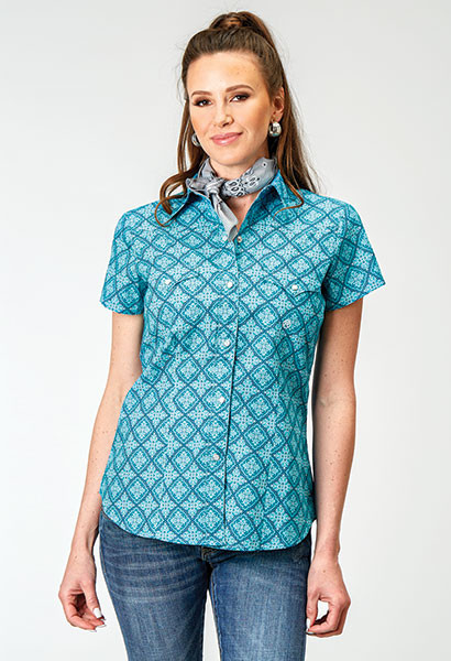 Womens Roper Western Shirt ~ LAKE MEDALLION