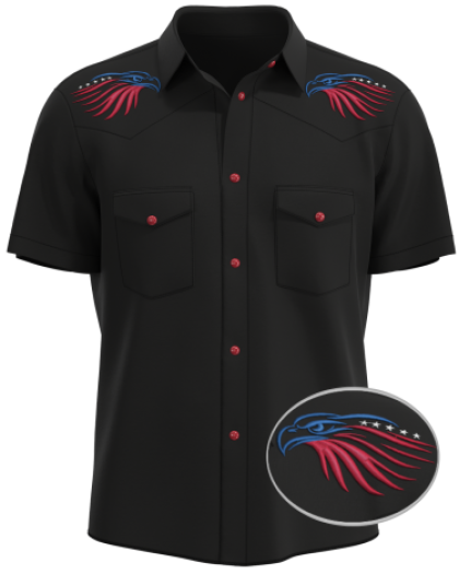 Patriot Eagle ~ Silk-Like Bamboo Western Camp Shirt
