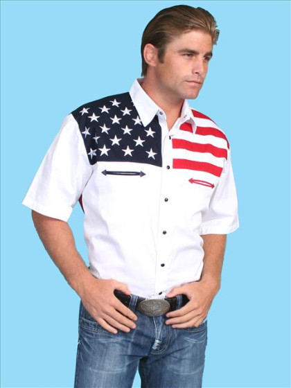 Mens Short Sleeve Western Shirt - Patriot III - - CLOSEOUT