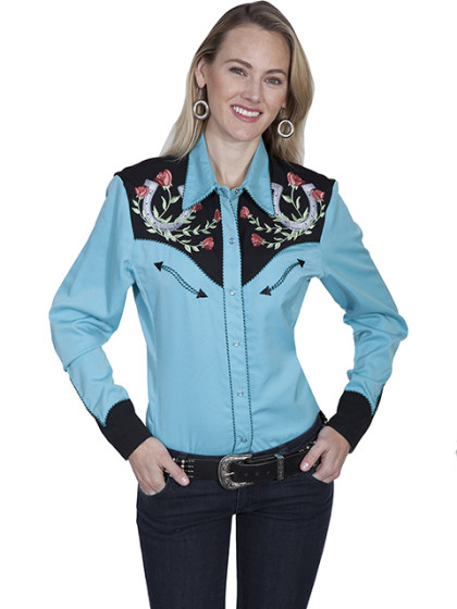 Womens Embroidered Western Shirt - Lucky Rose - CLOSEOUT