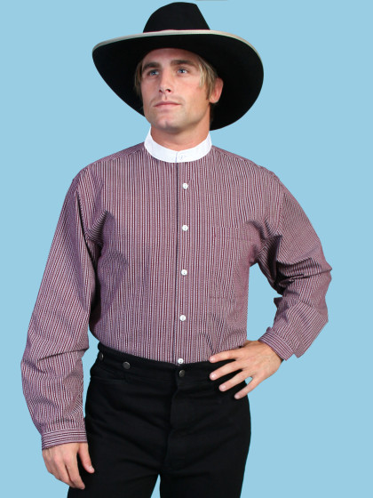 Scully® RangeWear Mens Striped Banded Collar Long Sleeve Old West Shirt - CLOSEOUT