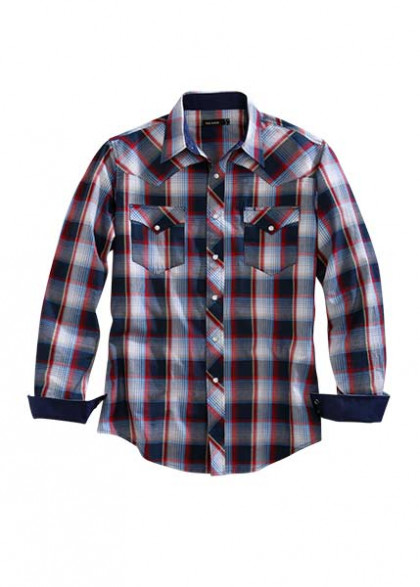 Tin Haul Mens Long Sleeve Western Shirt ~ BLUESTONE PLAID