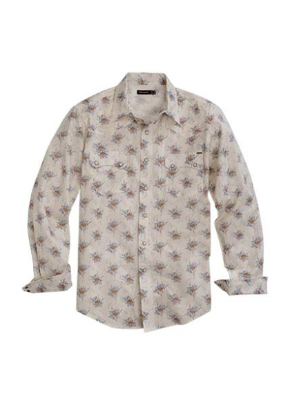 Tin Haul Mens Long Sleeve Cowboy Snap Shirt ~ VINTAGE WALLPAPER PRINT