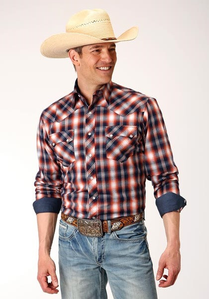 Mens Long Sleeve Western Shirt ~ BLUE OMBRE