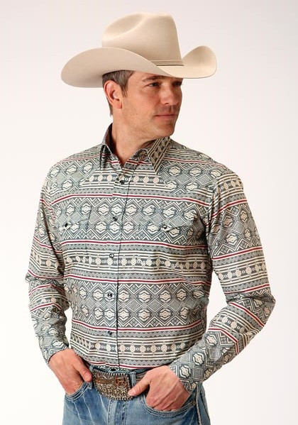 Mens Long Sleeve Western Shirt ~ TRIBAL TEXTURE