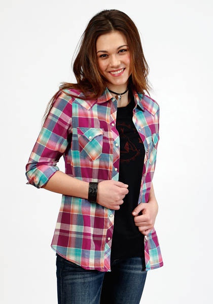 Womens Tin Haul Cowgirl Shirt ~ CRANBERRY PLAID