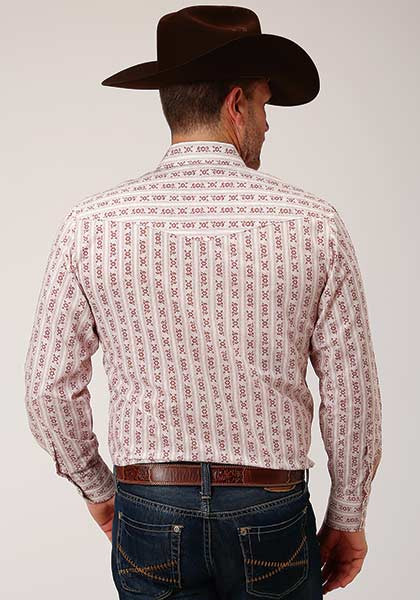 Roper Retro Print (Wine) - Boy's Western Shirt