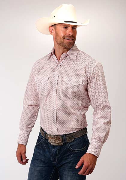 Mens Long Sleeve Western Shirt ~ MINI BLOCK PRINT